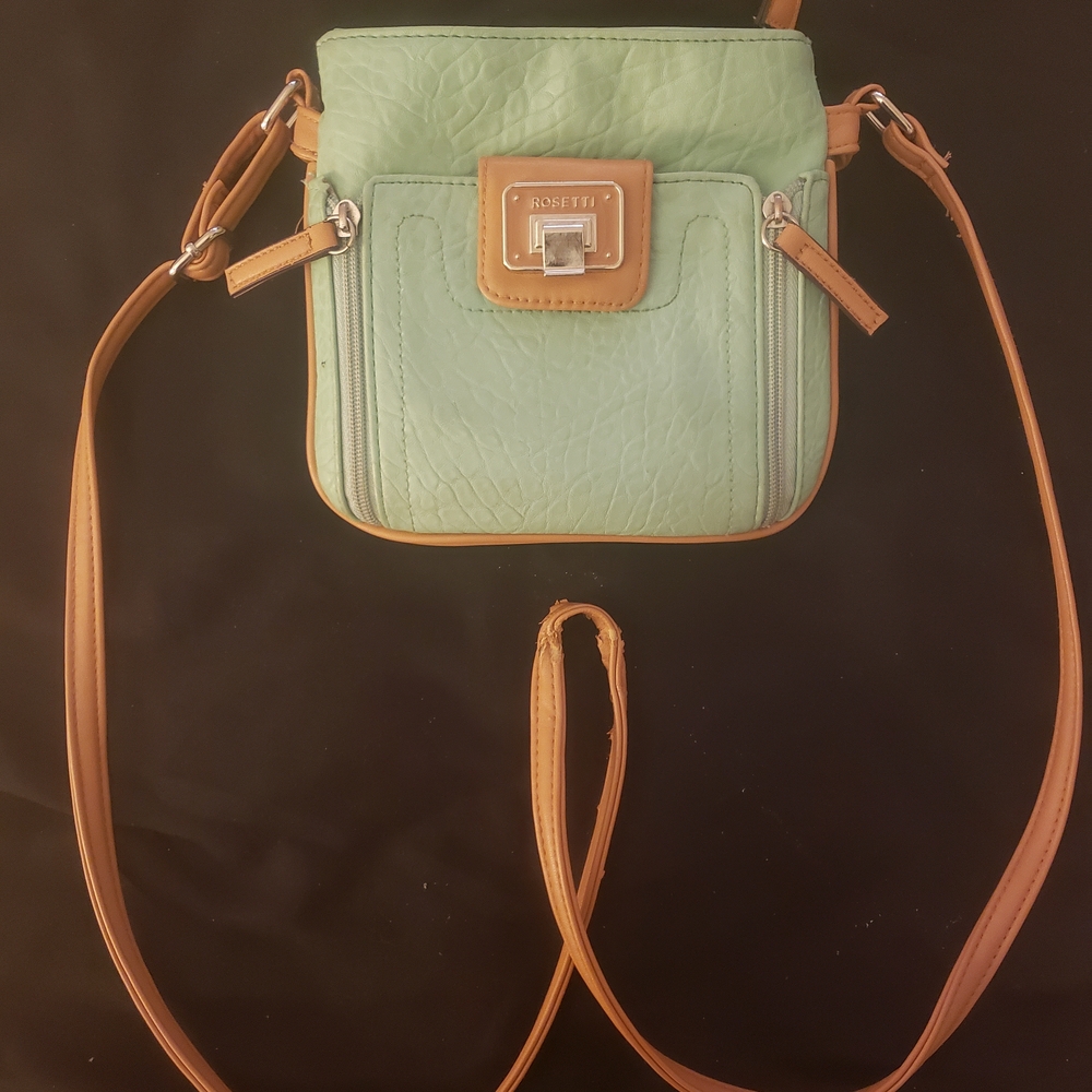 Rosetti Light Green and Tan Crossbody Bag